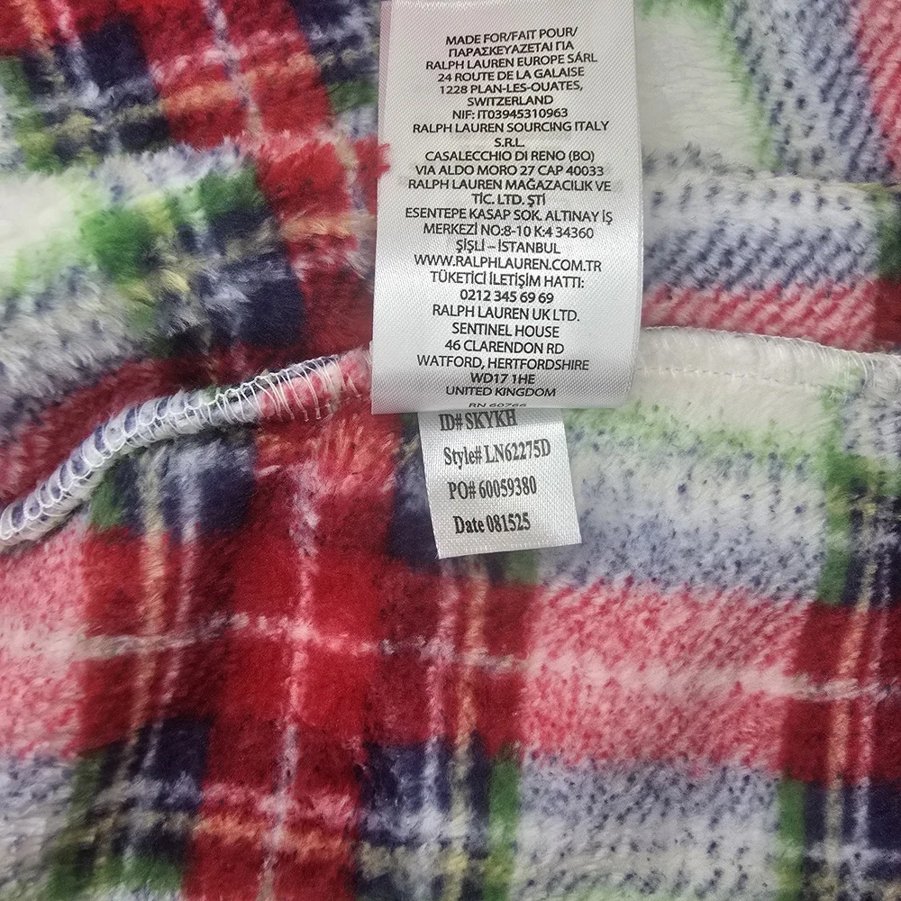 NWT Lauren Ralph Lauren Ivory Plaid Plush Bath Robe Size Small Cozy Warm Lounge